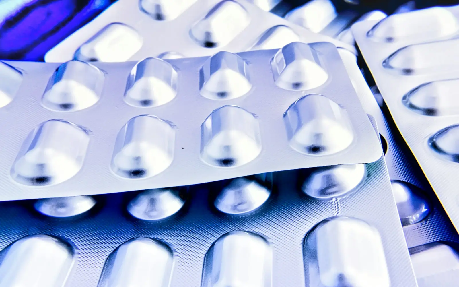 Close-up of sealed blister packs