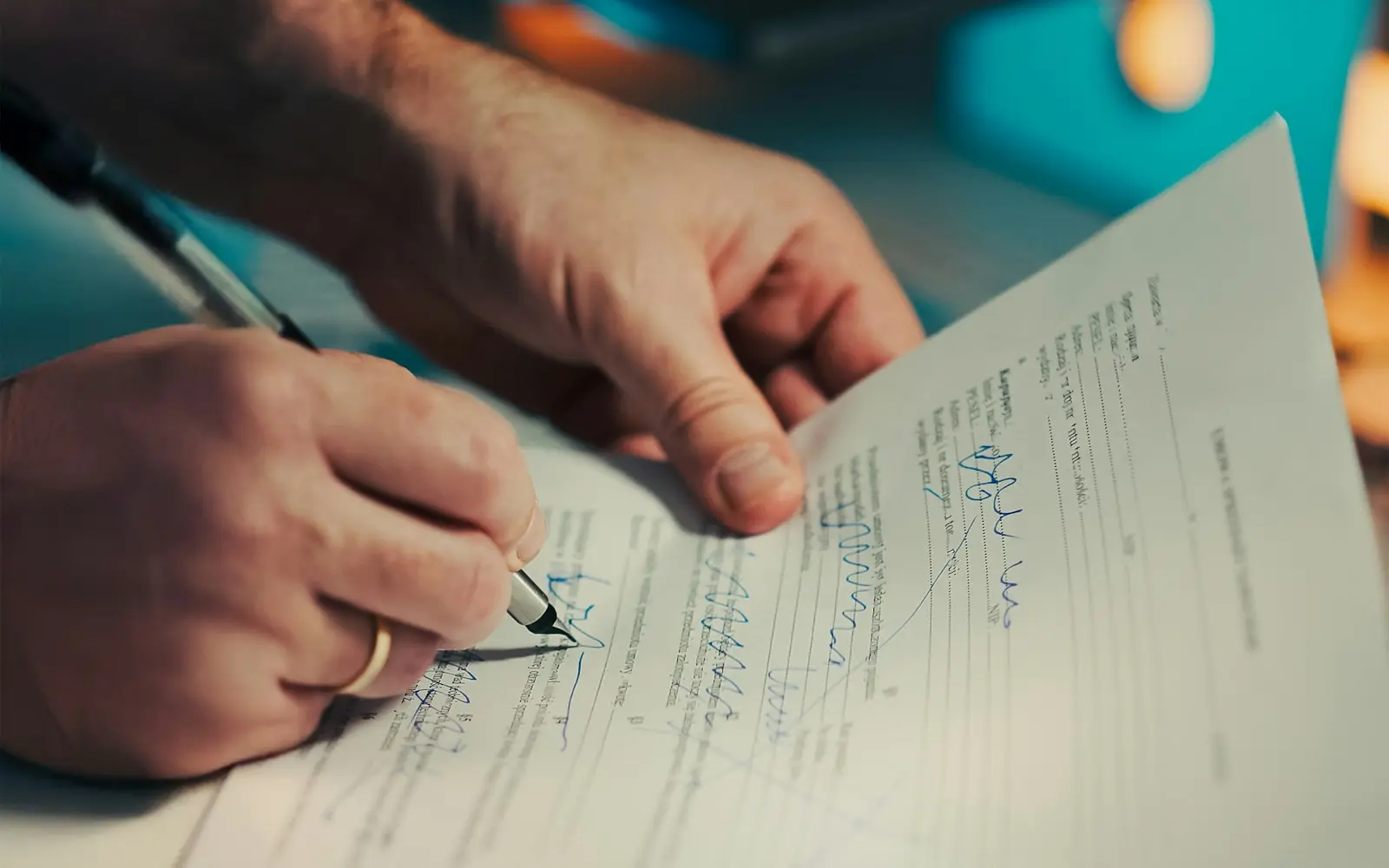 A person going through the terms of a policy document